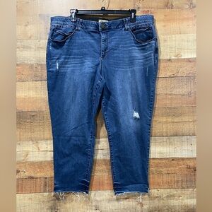 Democracy AbTechnology Dark Blue Distressed Ankle Jeans Size 24W